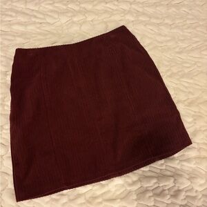 Hem & Thread Burgundy Corduroy Mini Skirt